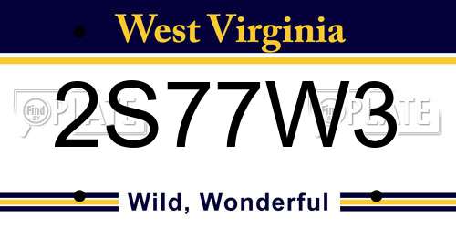 2S77W3 West Virginia License Plate