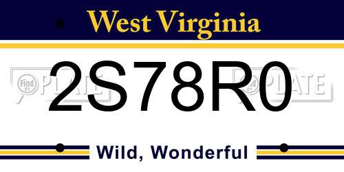 2S78R0 West Virginia License Plate