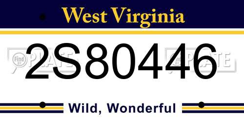 2S80446 West Virginia License Plate
