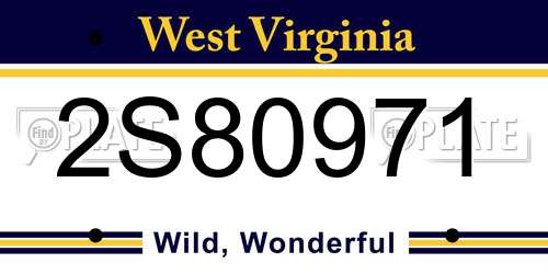2S80971 West Virginia License Plate