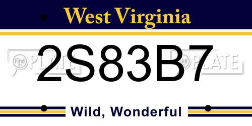 2S83B7 West Virginia License Plate