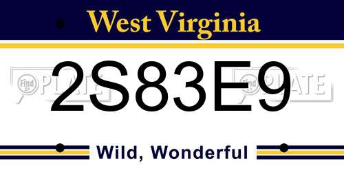 2S83E9 West Virginia License Plate