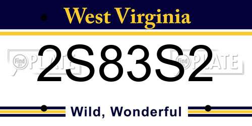 2S83S2 West Virginia License Plate