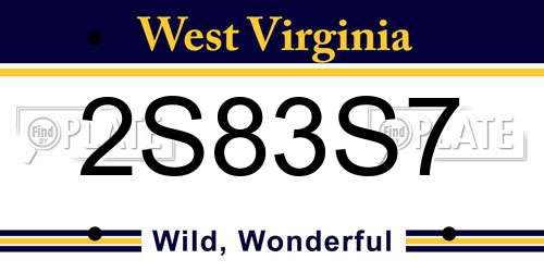 2S83S7 West Virginia License Plate
