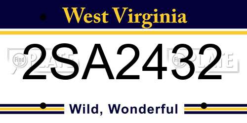 2SA2432 West Virginia License Plate