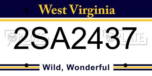 2SA2437 West Virginia License Plate