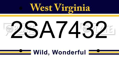 2SA7432 West Virginia License Plate