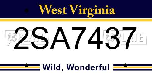 2SA7437 West Virginia License Plate