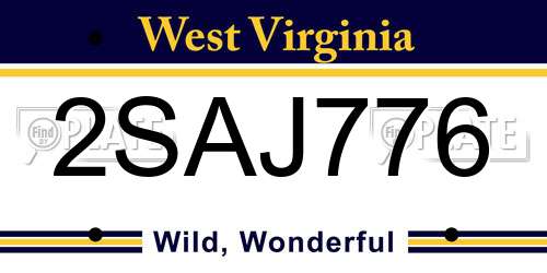 2SAJ776 West Virginia License Plate