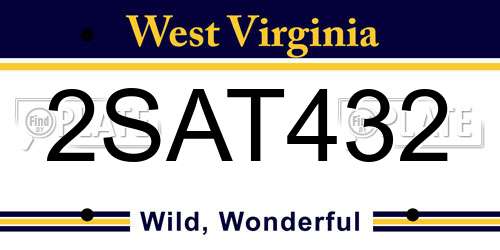 2SAT432 West Virginia License Plate