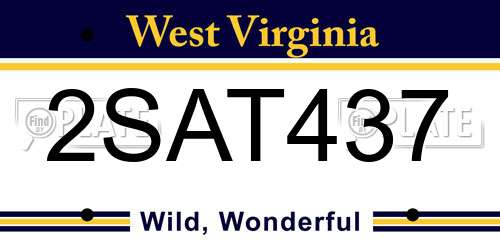 2SAT437 West Virginia License Plate