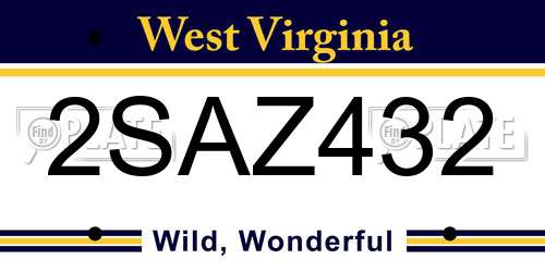 2SAZ432 West Virginia License Plate