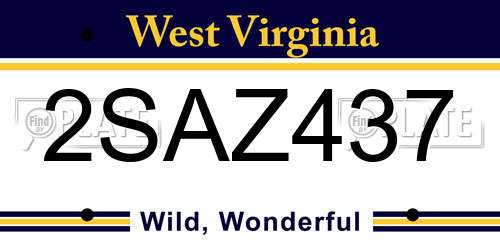 2SAZ437 West Virginia License Plate