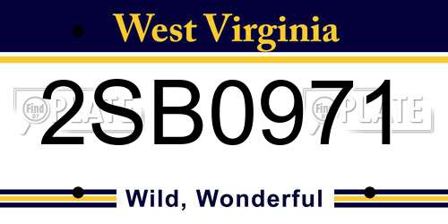 2SB0971 West Virginia License Plate
