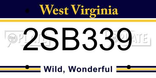 2SB339 West Virginia License Plate
