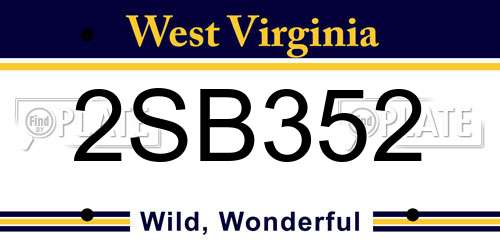 2SB352 West Virginia License Plate