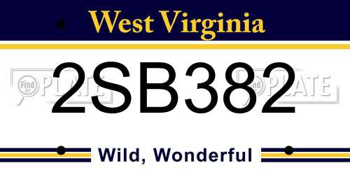 2SB382 West Virginia License Plate