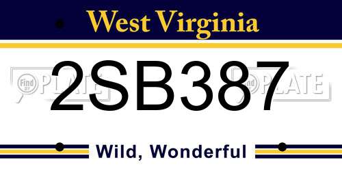 2SB387 West Virginia License Plate