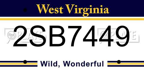 2SB7449 West Virginia License Plate
