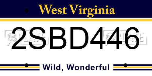 2SBD446 West Virginia License Plate