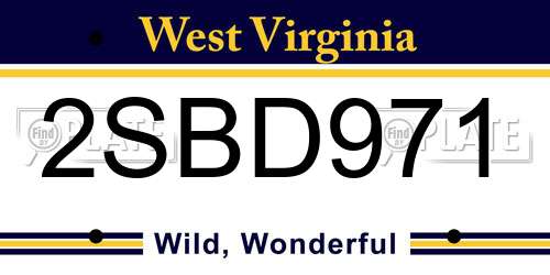 2SBD971 West Virginia License Plate
