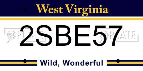 2SBE57 West Virginia License Plate