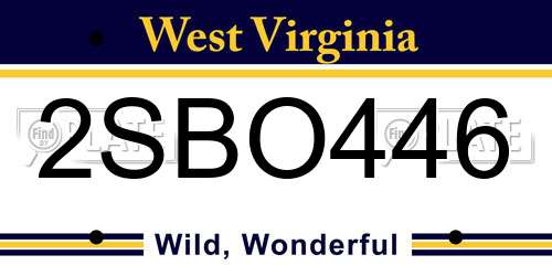 2SBO446 West Virginia License Plate