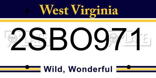 2SBO971 West Virginia License Plate