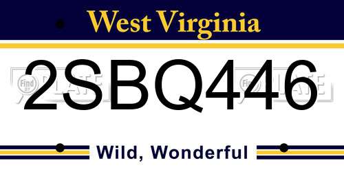 2SBQ446 West Virginia License Plate