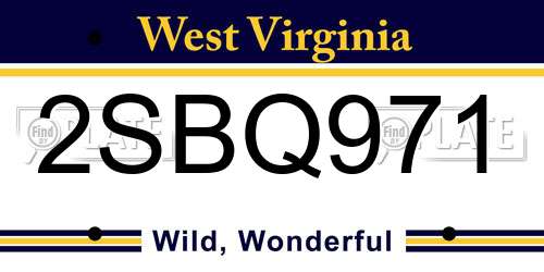 2SBQ971 West Virginia License Plate