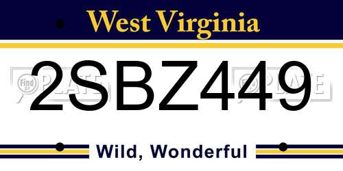 2SBZ449 West Virginia License Plate