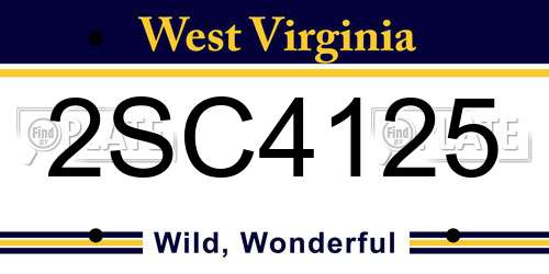 2SC4125 West Virginia License Plate