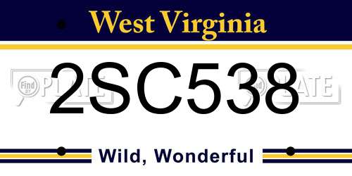 2SC538 West Virginia License Plate