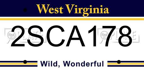 2SCA178 West Virginia License Plate