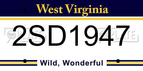 2SD1947 West Virginia License Plate