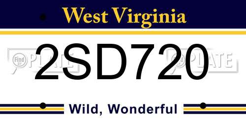 2SD720 West Virginia License Plate
