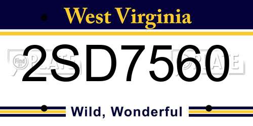 2SD7560 West Virginia License Plate