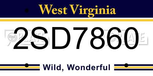 2SD7860 West Virginia License Plate