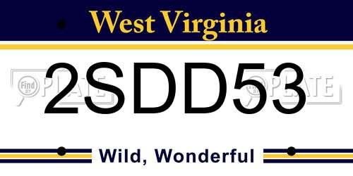 2SDD53 West Virginia License Plate