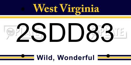 2SDD83 West Virginia License Plate