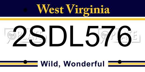 2SDL576 West Virginia License Plate