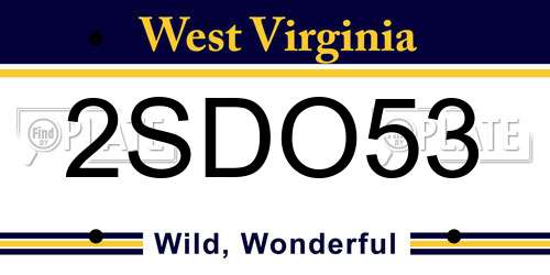 2SDO53 West Virginia License Plate