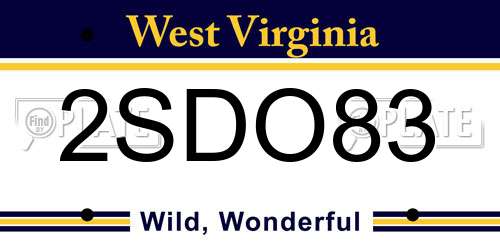 2SDO83 West Virginia License Plate