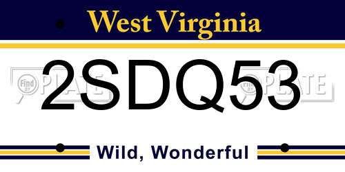 2SDQ53 West Virginia License Plate