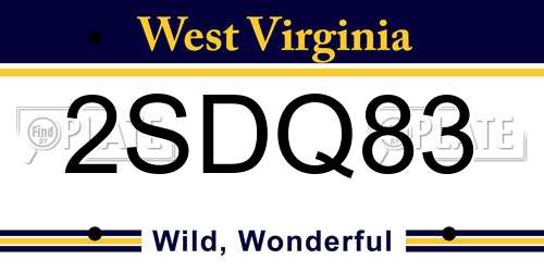 2SDQ83 West Virginia License Plate
