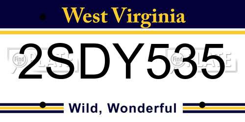 2SDY535 West Virginia License Plate