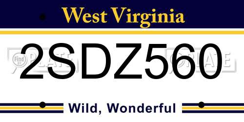 2SDZ560 West Virginia License Plate