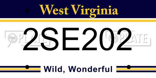 2SE202 West Virginia License Plate