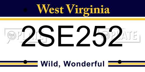 2SE252 West Virginia License Plate
