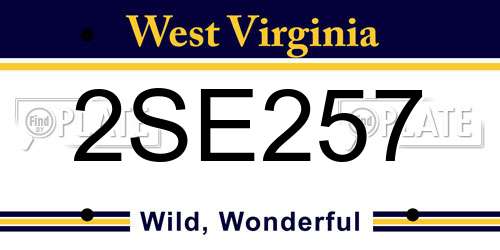2SE257 West Virginia License Plate